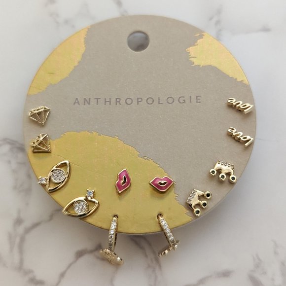 Anthropologie Icon Post Earrings, Set of 6 - Picture 2 of 6